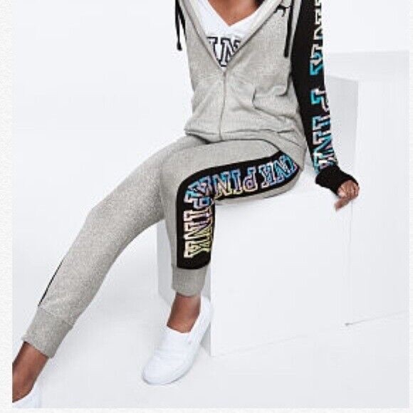 NWT Rare PINK Victoria's Secret Silver Mermaid Bling Sequin Jogger Pants - Picture 6 of 13